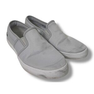 Lacoste Loafer Shoes Women's 7.5 Tatalya Slip On Sneakers Grey Canvas Low Top